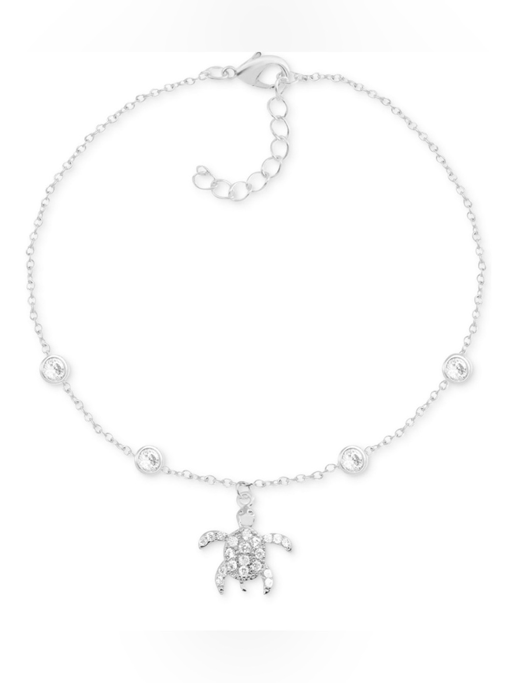 NWT Crystal Sea Turtle Anklet in Silver-Plate
